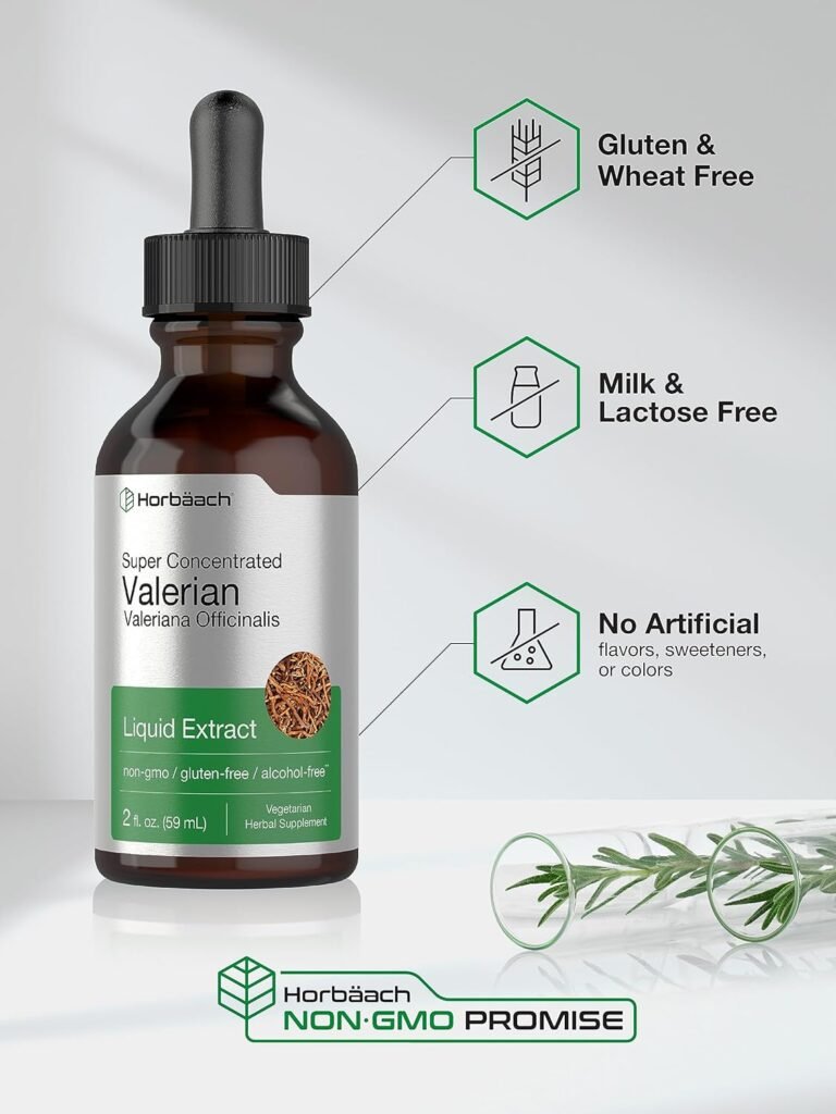 Horbäach Valerian Root Extract Drops | 2 fl oz | Alcohol Free | Vegetarian, Non- GMO Gluten Free Liquid