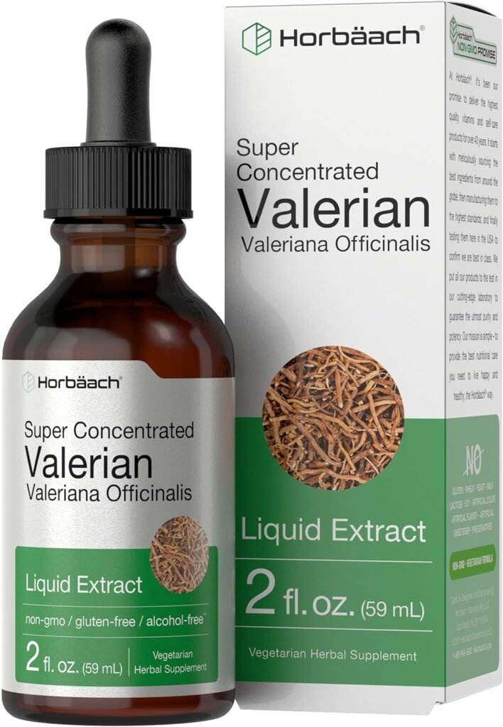 Horbäach Valerian Root Extract Drops | 2 fl oz | Alcohol Free | Vegetarian, Non- GMO Gluten Free Liquid